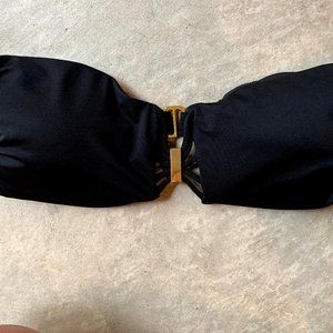 Victoria Secret Black with Gold Metal Swim Top